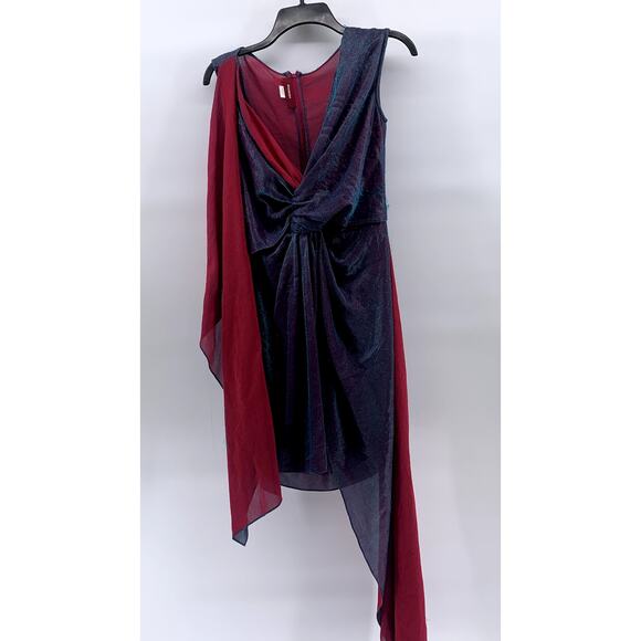 SIES MARJAN Women's Purple-Pink Iridescent Sheer Twist-Front Mini Dress SZ S - Picture 2 of 11